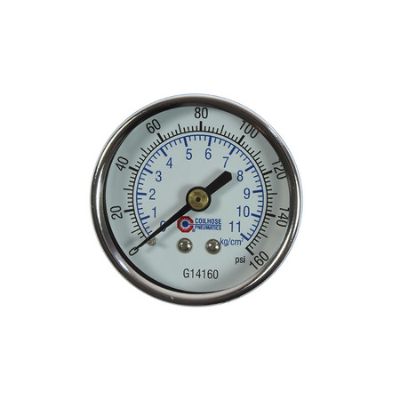 COILHOSE PNEUMATICS 2" Chrome Dial Gauge 1/4" Back Mount 0-160 PSI Display G14160-DPB G14160-DPB